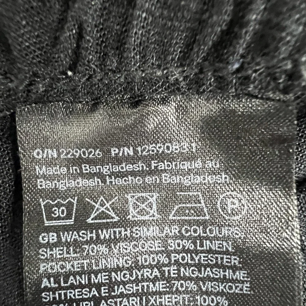 H&M Pants Womens M Black Linen Blend Relaxed Lounge Sweatpants Drawstring